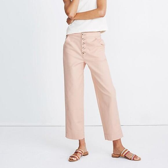 MADEWELL Greenwich Relaxed Pants Button Front Peachy Pink {YY35}